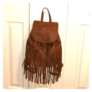 Tan Fringe Backpack